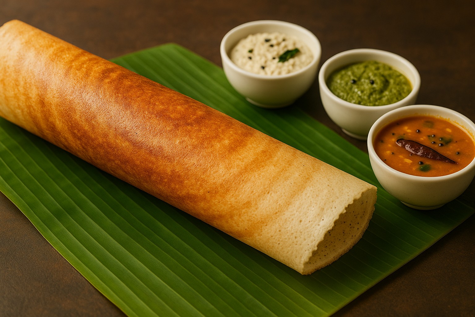 Delicious Dosa on Banana Leaf
